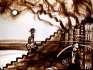2010 - Sand drawing for symphony concert , Tango